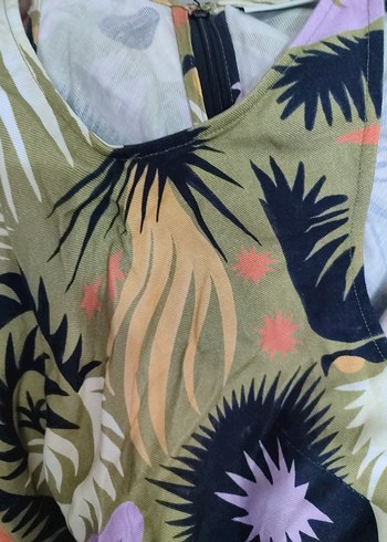 Çok Renkli Askılı Uzun Dökümlü Elbise - Görsel 4