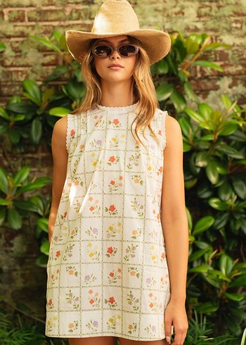 Bohem Tarzı Kolsuz Mini Elbise - Görsel 5