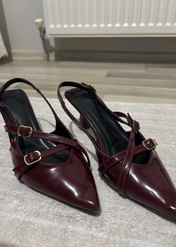 38 Beden Bordo Tokalı Stiletto Kadın Ayakkabı