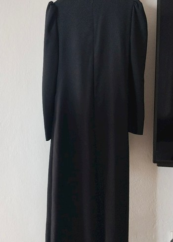 Gri Uzun Kollu Nakışlı Abiye Elbise - Görsel 3