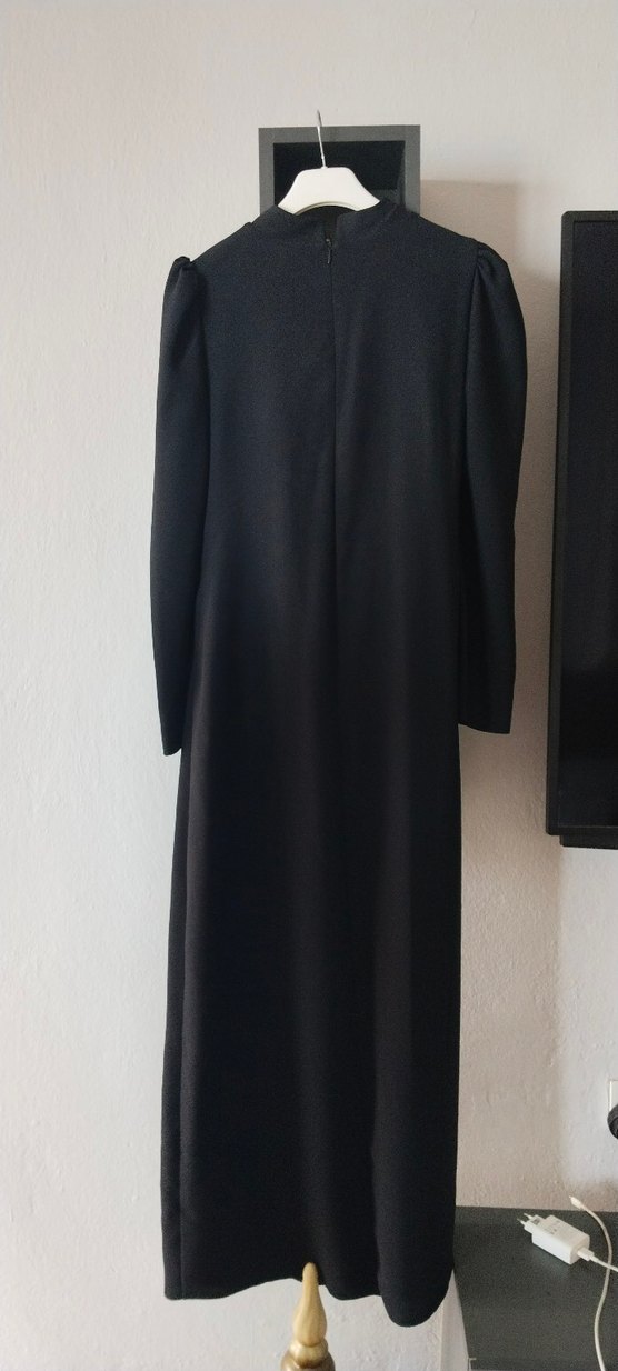 Gri Uzun Kollu Nakışlı Abiye Elbise - Görsel 3