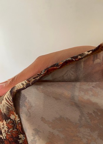 Bohem Uzun Kollu Kahverengi Fırfırlı Elbise - Görsel 5