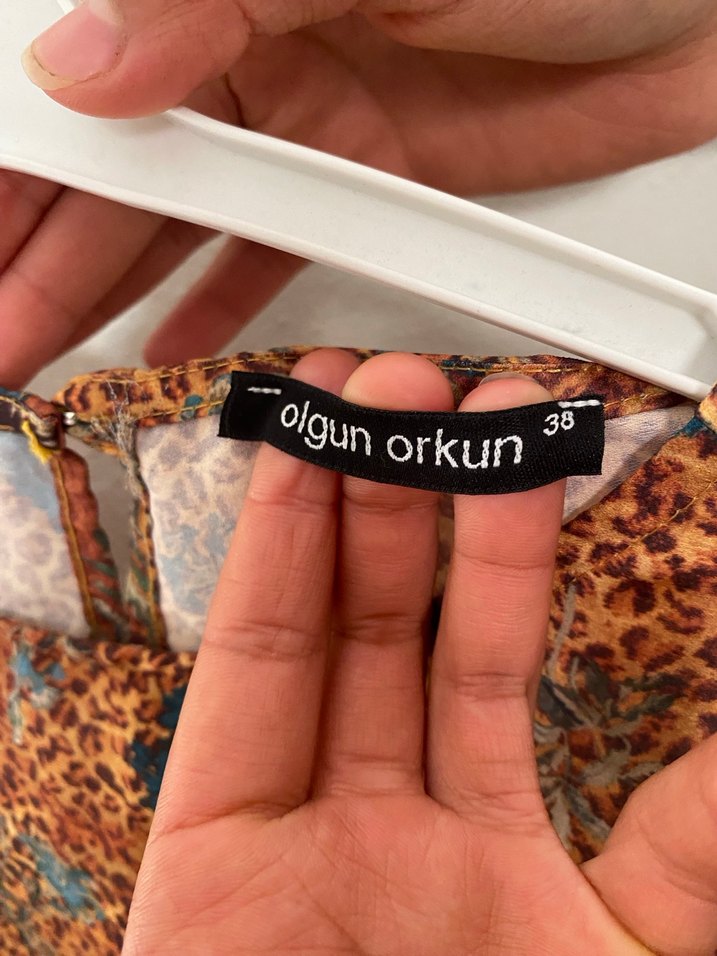 Bohem Uzun Kollu Kahverengi Fırfırlı Elbise - Görsel 4