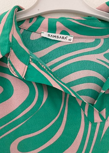 Yeşil Bağlama Desenli Uzun Bohem Elbise - Görsel 4