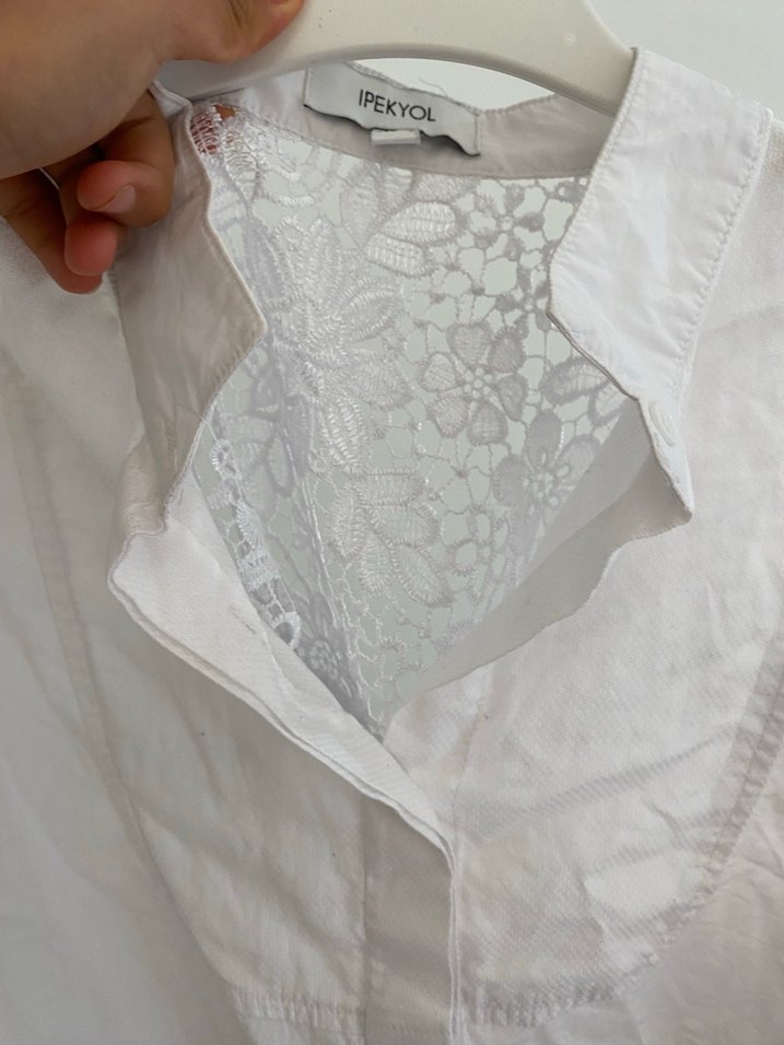 Kadın Siyah Beyaz Pamuklu Uzun Gömlek - Görsel 5