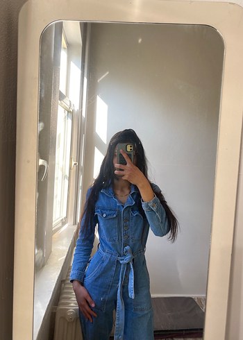 Kadın Mavi Batik Desenli Kot Ceket - Görsel 4