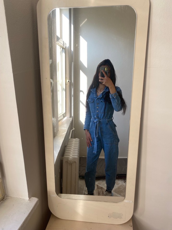 Kadın Mavi Batik Desenli Kot Ceket - Görsel 3