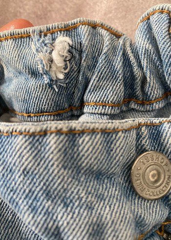 Düğmeli Bol Kesim Midi Kot Pantolon - Görsel 3