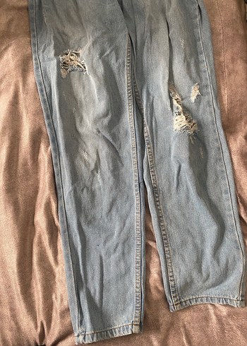 Düğmeli Bol Kesim Midi Kot Pantolon - Görsel 2