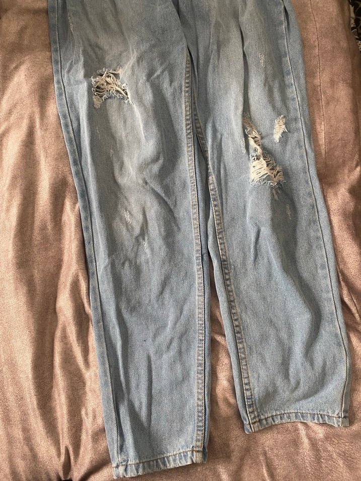 Düğmeli Bol Kesim Midi Kot Pantolon - Görsel 2