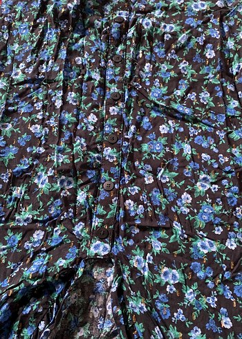 Bershka Siyah Çiçekli Midi Kumaş etek - Görsel 3