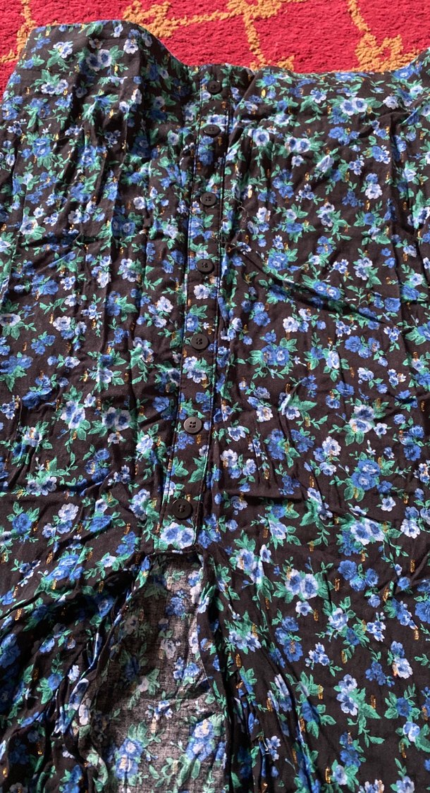 Bershka Siyah Çiçekli Midi Kumaş etek - Görsel 3