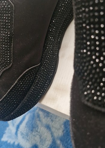 Kadın Siyah Simli  taşlıDolgu Topuk Spor Ayakkabı - Görsel 13