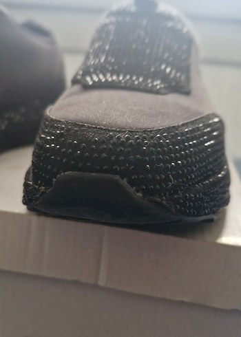 Kadın Siyah Simli  taşlıDolgu Topuk Spor Ayakkabı - Görsel 15