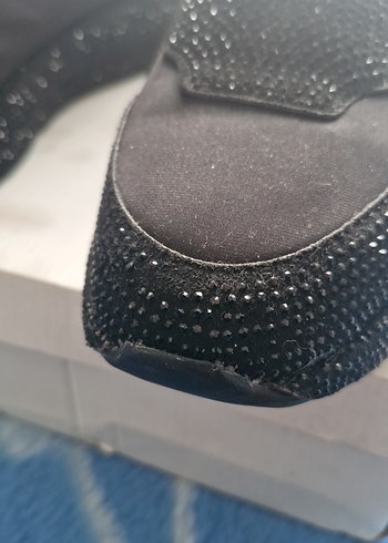 Kadın Siyah Simli  taşlıDolgu Topuk Spor Ayakkabı - Görsel 16