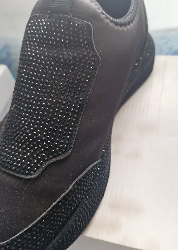 Kadın Siyah Simli  taşlıDolgu Topuk Spor Ayakkabı - Görsel 19