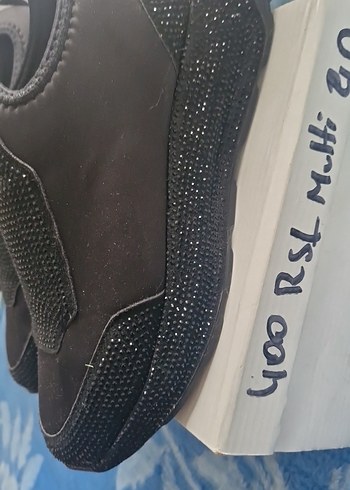 Kadın Siyah Simli  taşlıDolgu Topuk Spor Ayakkabı - Görsel 11