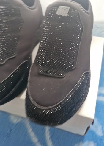 Kadın Siyah Simli  taşlıDolgu Topuk Spor Ayakkabı - Görsel 6