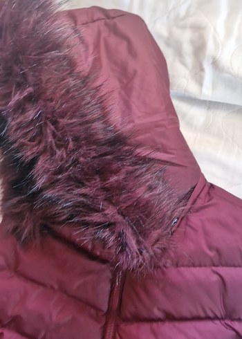 Bordo Kürklü Kadın Şişme Yelek - Görsel 3