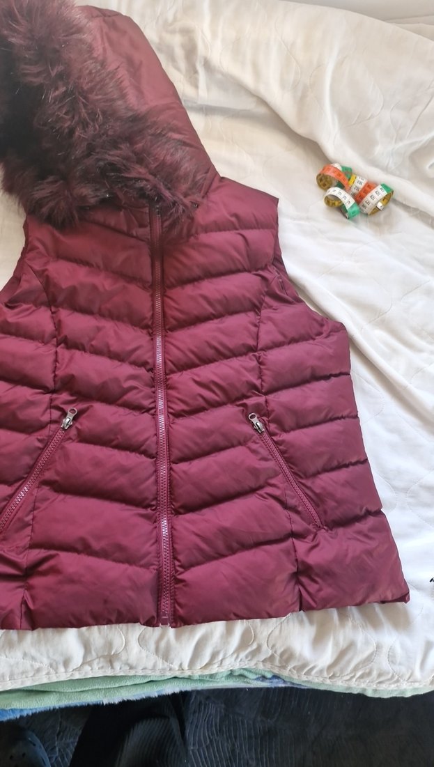 Bordo Kürklü Kadın Şişme Yelek - Görsel 5