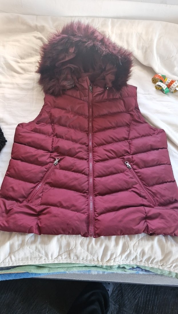 Bordo Kürklü Kadın Şişme Yelek - Görsel 2