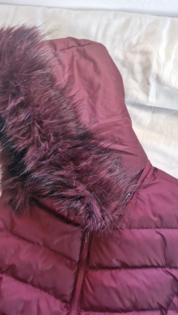 Bordo Kürklü Kadın Şişme Yelek - Görsel 3