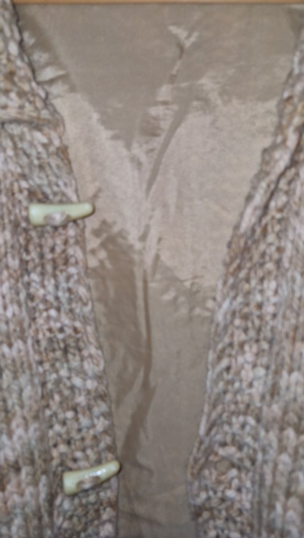 Uzun Bej Örgü Kadın Kaban el örgüüs - Görsel 5