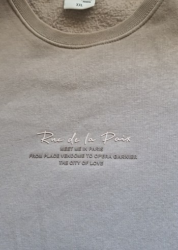 Bej Kadın Bisiklet Yaka Baskılı Sweatshirt - Görsel 3