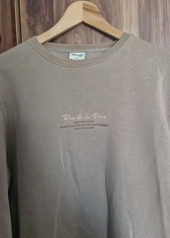 Bej Kadın Bisiklet Yaka Baskılı Sweatshirt - Görsel 7