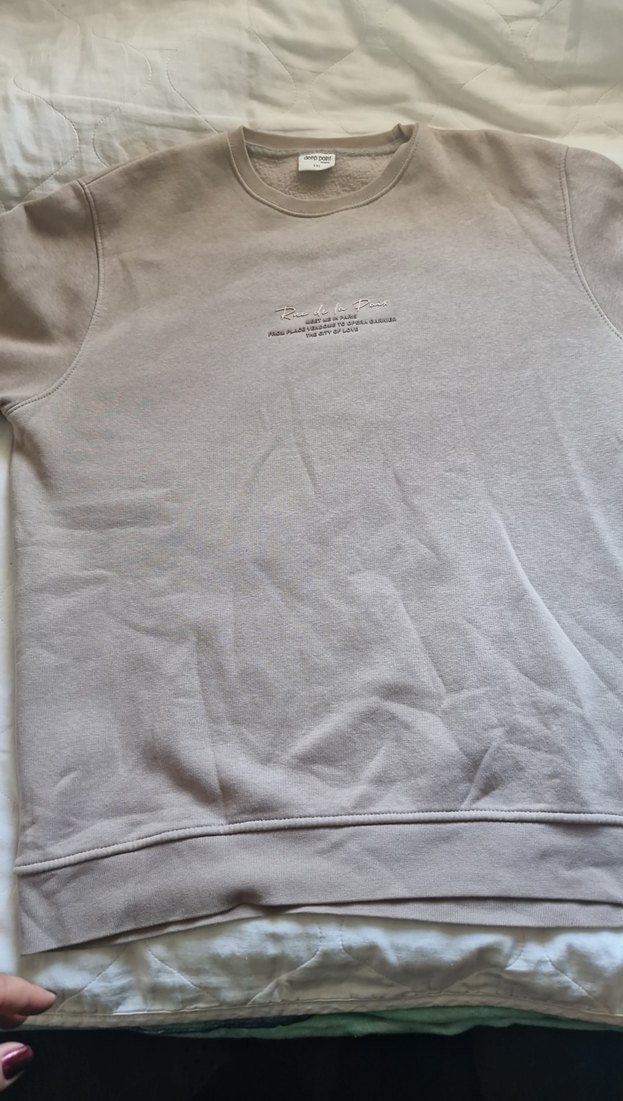 Bej Kadın Bisiklet Yaka Baskılı Sweatshirt - Görsel 5