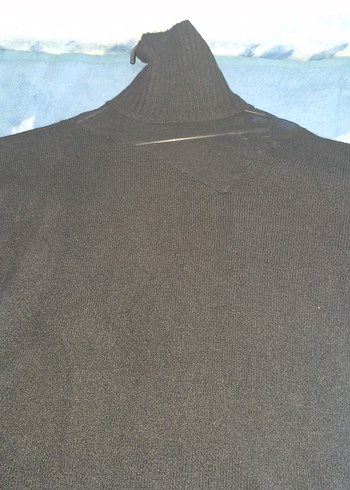 Siyah Uzun Kollu Boğazlı Kadın  kazak ön tarafı fille - Görsel 3