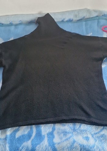 Siyah Uzun Kollu Boğazlı Kadın  kazak ön tarafı fille - Görsel 4