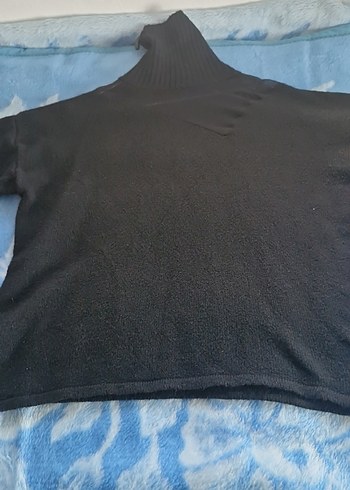 Siyah Uzun Kollu Boğazlı Kadın  kazak ön tarafı fille - Görsel 7