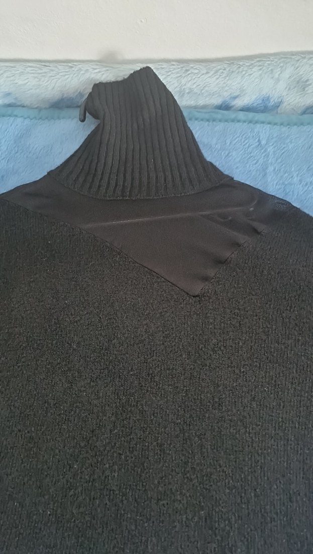 Siyah Uzun Kollu Boğazlı Kadın  kazak ön tarafı fille - Görsel 5