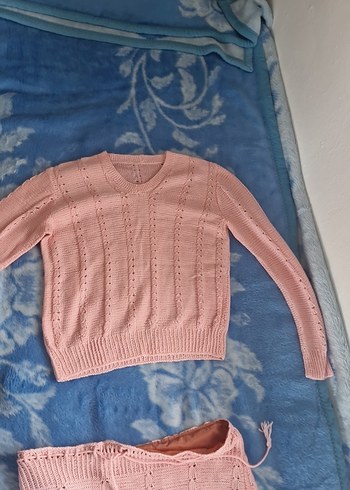 Pembe Örgü Bohem Triko Takım kesim ördüm - Görsel 14