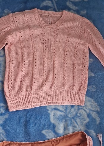Pembe Örgü Bohem Triko Takım kesim ördüm - Görsel 8