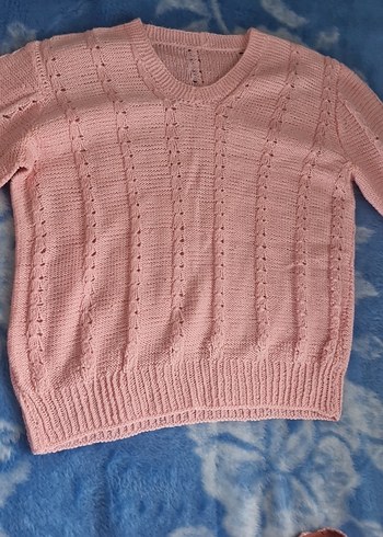 Pembe Örgü Bohem Triko Takım kesim ördüm - Görsel 12