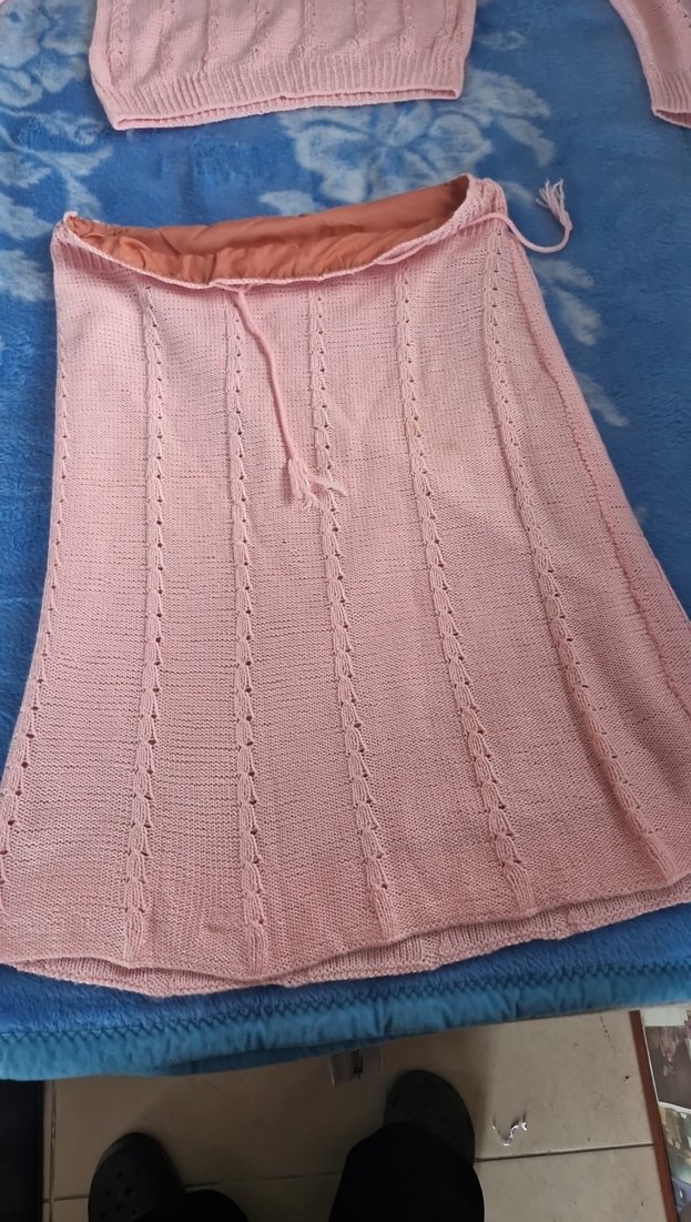 Pembe Örgü Bohem Triko Takım kesim ördüm - Görsel 4