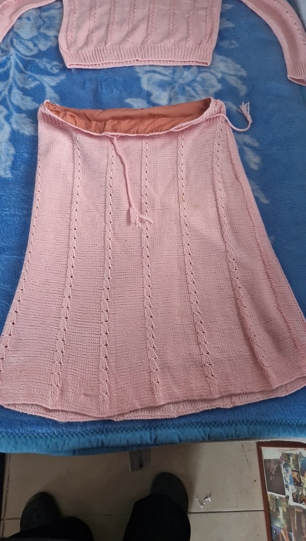 Pembe Örgü Bohem Triko Takım kesim ördüm - Görsel 2