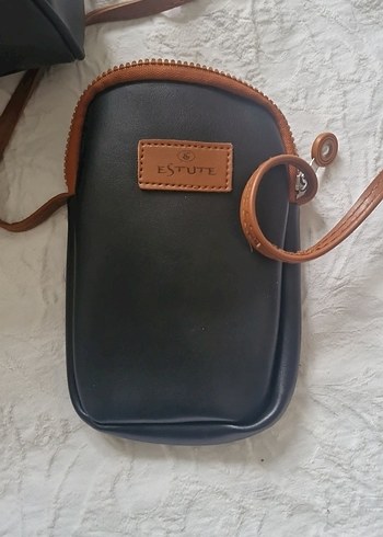 Siyah Deri Tokalı Kadın Çanta Seti - Görsel 6