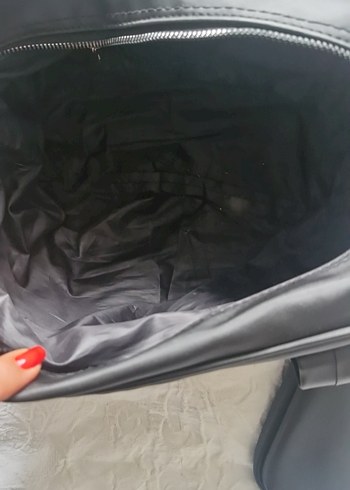 Siyah Deri Tokalı Kadın Çanta Seti - Görsel 9