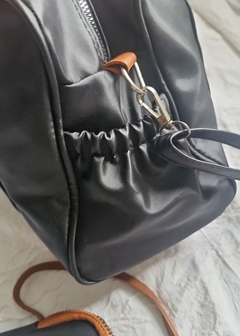 Siyah Deri Tokalı Kadın Çanta Seti - Görsel 3