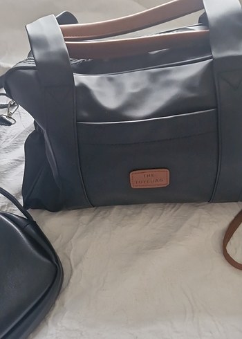 Siyah Deri Tokalı Kadın Çanta Seti - Görsel 2