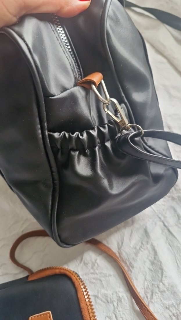 Siyah Deri Tokalı Kadın Çanta Seti - Görsel 3