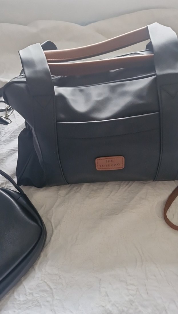 Siyah Deri Tokalı Kadın Çanta Seti - Görsel 2