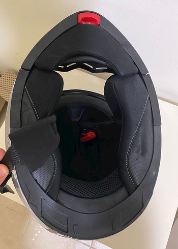 Gri Biker Kask, Metal Tokalı, Minimalist Desenli - Görsel 6