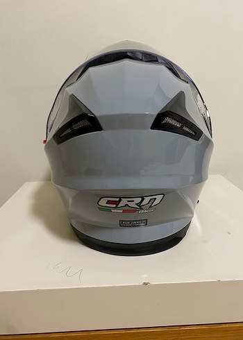 Gri Biker Kask, Metal Tokalı, Minimalist Desenli - Görsel 5