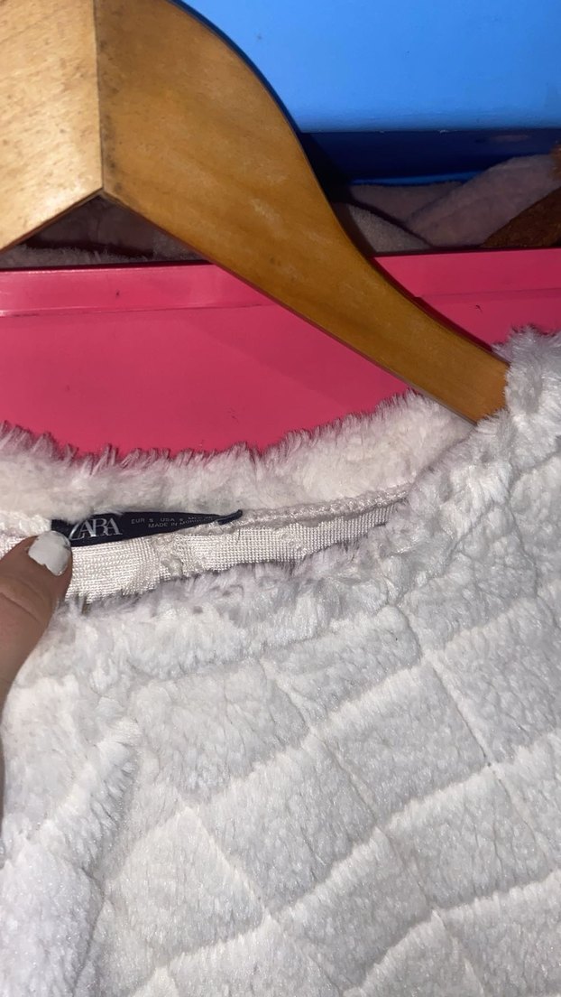 Beyaz Peluş Kadın Sweatshirt - Görsel 3