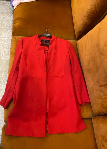 Uzun Kollu Kırmızı Saten Kadın Takım Elbise - Görsel 3