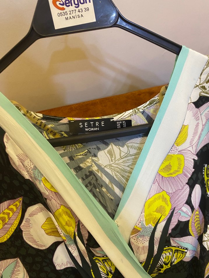 Çiçek Desenli V Yaka Uzun Bohem Elbise - Görsel 2